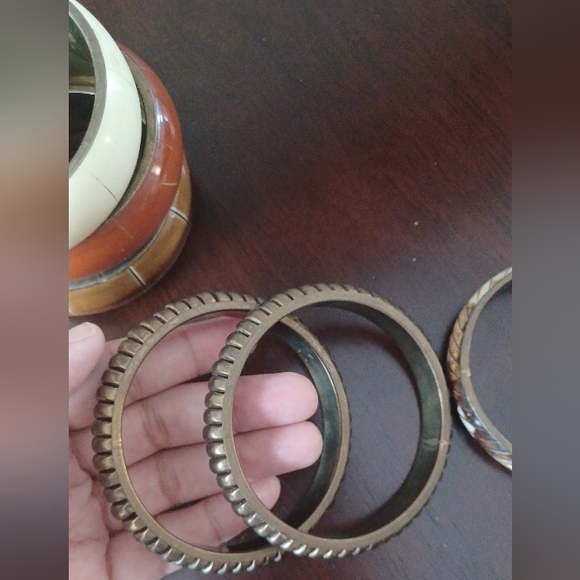 Multi Color Seed Beaded Hoop Earrings & Ethiopian Mixed bracelets Set - Picture 3 of 9